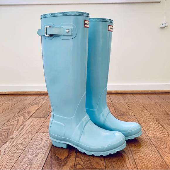 Hunter Shoes - Sky Blue Tall Gloss Rain Boots | Hunter